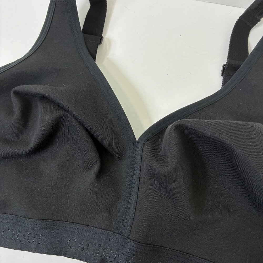 Cacique Black Full Coverage Unlined No-Wire Bra 44DD Logo Band Comfort Fit - Picture 3 of 8